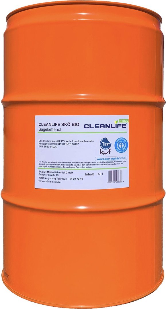 CLEANLIFE® FREE Sägekettenhaftöl BIO, 60 Liter